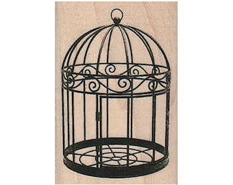 Sello de goma con forma de jaula de pájaro, Sello de jaula de pájaro, Sello victoriano de jaula de pájaro, Sello de pájaro, Sello vintage de jaula de pájaro, Sello de pájaros, Jaula de pájaro de alambre