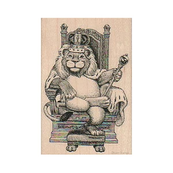 King Lion RUBBER STAMP, Lion Stamp, King Of The Jungle Stamp, Lion King Stamp, Crowned Lion Stamp, Throne Stamp, Castle Stamp, King Stamp