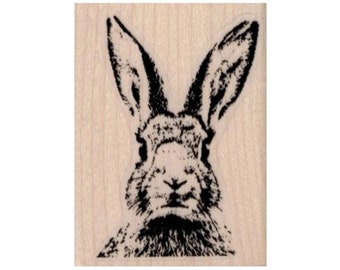 Rabbit Head RUBBER STAMP, Bunny Stamp, Rabbit Stamp, Easter Bunny Stamp, Fluffy Bunny Stamp, Rabbit Lover Stamp, Animal Stamp, Mammal Stamp