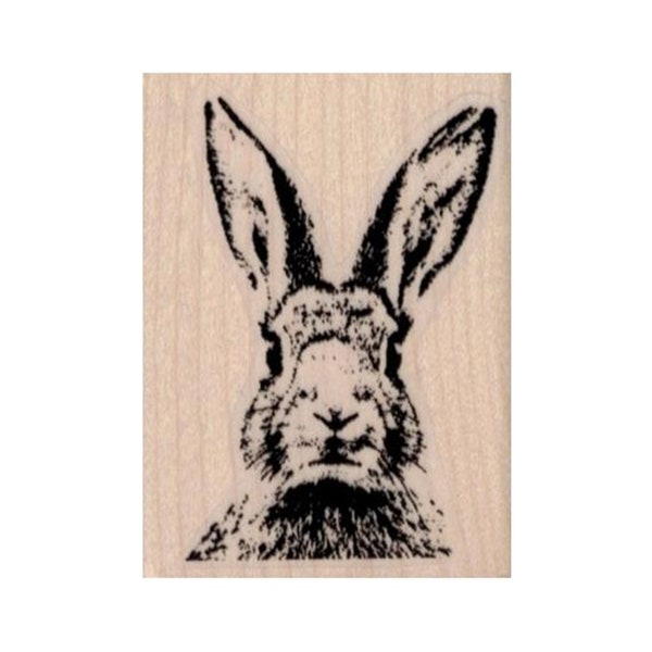 Rabbit Head RUBBER STAMP, Bunny Stamp, Rabbit Stamp, Easter Bunny Stamp, Fluffy Bunny Stamp, Rabbit Lover Stamp, Animal Stamp, Mammal Stamp