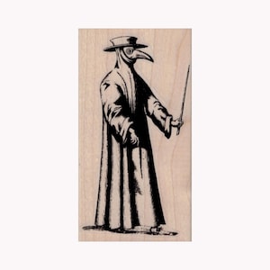 Plague Doctor RUBBER STAMP, Plague Doctor Mask Stamp, Physician Stamp, Medicine Man Stamp, Bounty Hunter Stamp, Halloween Stamp, Scary Man