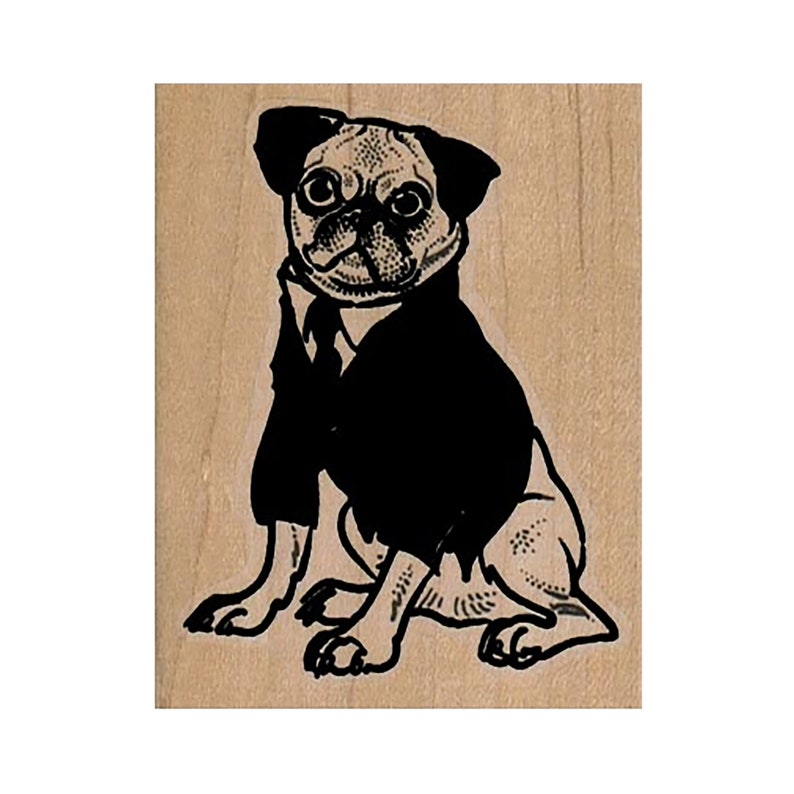 Pug in A Suit RUBBER STAMP Pug Stamp Dog Stamp Dog Lover Etsy