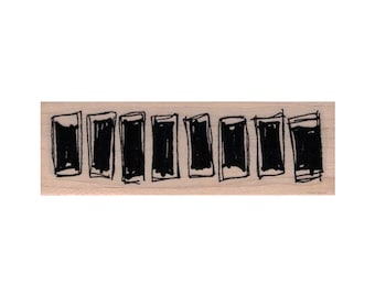 Rij met gekrabbelde vierkanten RUBBERSTEMPEL, vierkante stempel, vormstempel, gemengde media-stempel, rechthoekige stempel, rij met vormen Stempel, knopen, schets