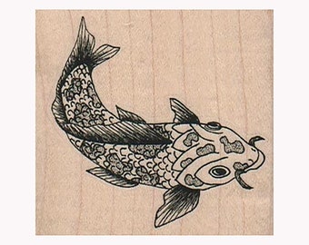 Koi Fish RUBBER STAMP, Fish Stamp, Aquarium Stamp, Fish Tank, Koi Fish Stamp, Pond Fish Stamp, Goldfish Stamp, Chagoi Stamp, Fish Lover