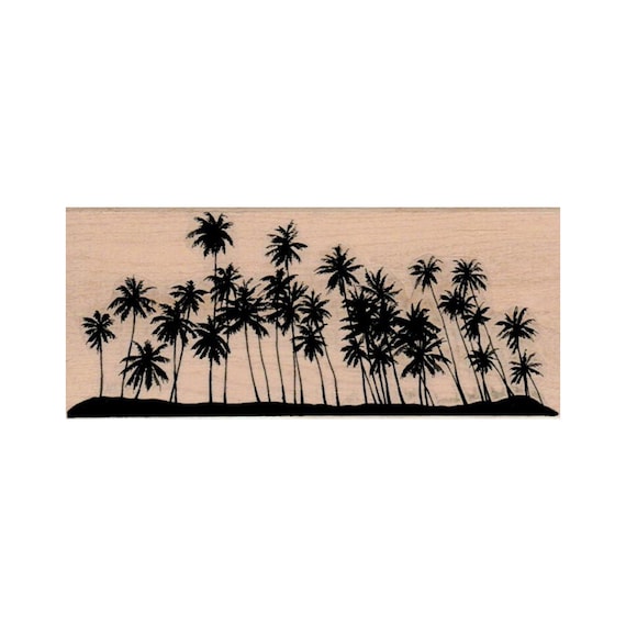 Palm Forest RUBBER STAMP, Tree Stamp, Nature Stamp, Outdoor Stamp, Branch Stamp, Palm Tree Stamp, Tropical Stamp, Palm Trees Stamp