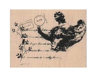 Roma Postmark Writing Background RUBBER STAMP, Statue Stamp, Writing Stamp, Postcard Stamp, Postmark Stamp, Background Stamp, Mail Stamp