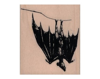 Hanging Bat RUBBER STAMP, Halloween Stamp, Bat Stamp, Scary Stamp, Vampire Stamp, Flying Bat Stamp, Halloween Bat Stamp, Halloween Card