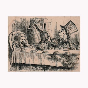 Mad Hatter’s Tea Party RUBBER STAMP, Alice in Wonderland Stamp, Wonderland Stamp, Unbirthday Party Stamp, Tea Party Stamp, Mad Hatter Stamp
