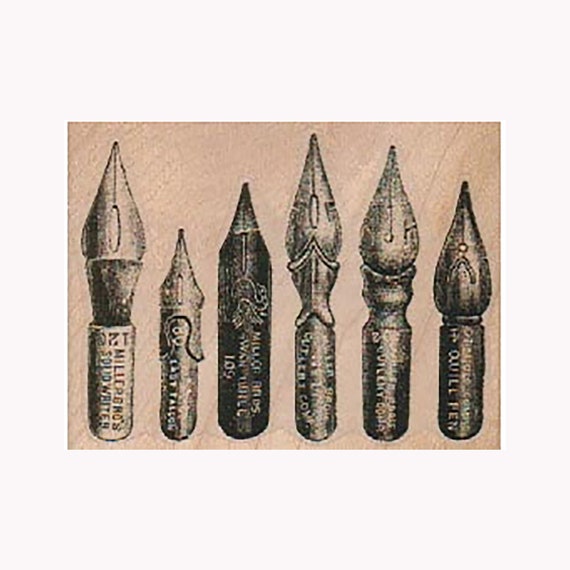 Pen Tips RUBBER STAMP, Pen Stamp, Writing Stamp, Literature Stamp, Book  Stamp, Pencil Stamp, Mixed Media Stamp, Vintage Pen Stamp, Steampunk 