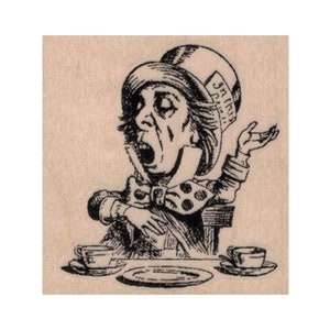 Mad Hatter RUBBER STAMP, Alice in Wonderland Rubber Stamp, Wonderland Stamp, Unbirthday Party Rubber Stamp, Tea Party Rubber Stamp