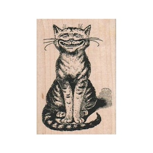 Rubberstempel Cheshire Cat, Alice in Wonderland-stempel, kat-stempel, zittende kat-stempel, Cheshire-stempel, Kitty-stempel