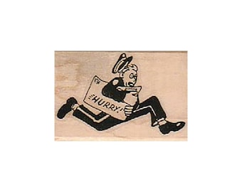 Hurry Postman RUBBER STAMP, Mail Delivery Rubber Stamp, Postman Delivering Letters, Mail Stamp, Mailman Stamp, Hurrying Post Man Stamp