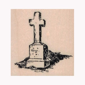 Cross Grafsteen RUBBER STEMPEL, Crypt Stempel, Begraafplaats Stempel, Kerkhof Stempel, Halloween Stempel, Halloween Thema Stempel, Graf Stempel, Kruis