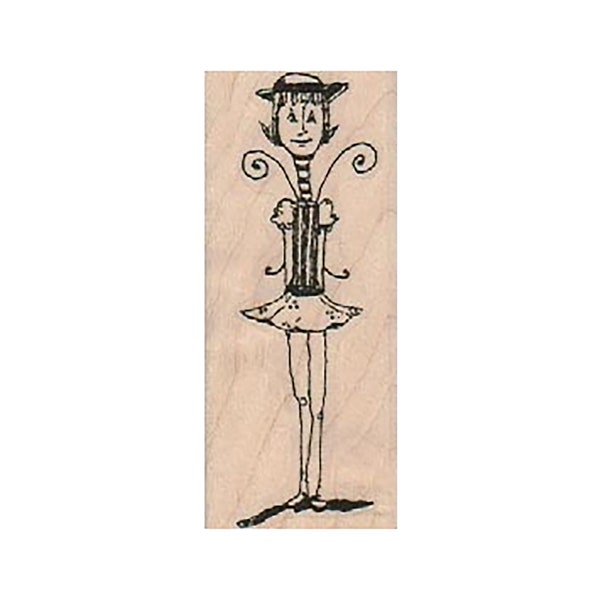 Skinny Hat Lady RUBBER STAMP, Whimsical Stamp, Hat Lady Stamp, Steampunk Stamp, Art Stamp, Girl Stamp, Lady Stamp, Curiosity Stamp, Fun Lady
