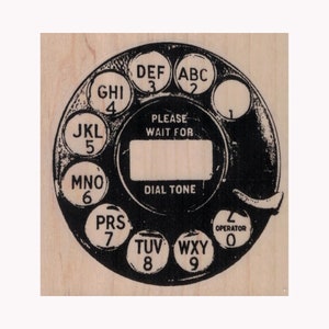 Rotary Phone Dial Grunge RUBBER STAMP, Rotary Phone Stamp, Telephone Stamp, Mixed Media Stamp, Vintage Phone Dial Stamp, Vintage Phone image 1