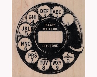 Rotary Phone Dial Grunge RUBBER STAMP, Rotary Phone Stamp, Telephone Stamp, Mixed Media Stamp, Vintage Phone Dial Stamp, Vintage Phone