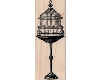 Sello de goma con forma de jaula de pájaros, sello victoriano con forma de jaula de pájaros, regalo para amantes de las aves, sello de alambre con forma de jaula de pájaros, victoriano