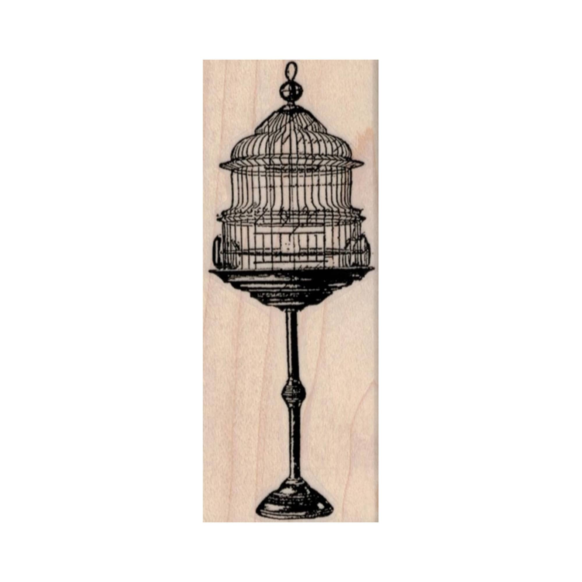 Standing Bird Cage RUBBER STAMP, Birdcage Stamp, Victorian Birdcage Stamp,  Bird Stamp, Bird Lover Gift, Wire Bird Cage Stamp, Victorian