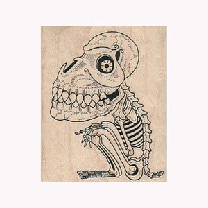 Giant Head Skeleton RUBBER STAMP, Halloween Stamp, Day Of The Dead Stamp, Bones Stamp, Skull Stamp, Anatomy Stamp, Skeleton Stamp, Skeletal