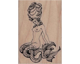 Fancy zeemeermin RUBBERSTEMPEL, fantasiestempel, oceaanstempel, strandstempel, zeestempel, zeemeerminstempel, onderwaterstempel, schelpstempel
