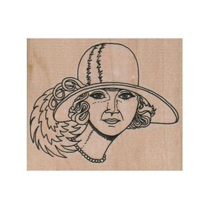 Lady in Brim Hat RUBBER STAMP, Sello de mujer, Sello de dama, Sello glamoroso, Sello de estrella, Sello de Hollywood, Sello de dama vintage, Sello de sombrero, Chica