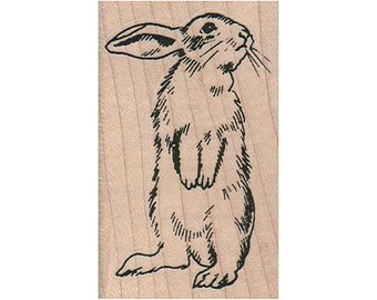Bunny Looking Right RUBBER STAMP, Bunny Stamp, Rabbit Stamp, Easter Bunny Stamp, Fluffy Bunny Stamp, Rabbit Lover Stamp, Easter Stamp, Pet