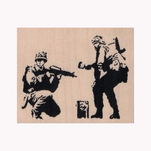 Banksy Soldiers Painting RUBBER STAMP, Banksy Soldier Stamp, Soldiers Stamp, War Stamp, Satire Stamp, Banksy Stamp, Banksy Art Stamp