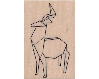 Origami Deer RUBBER STAMP, Deer Stamp, Christmas Stamp, Winter Stamp, Holiday Stamp, X-Mas Stamp, Reindeer Stamp, Christmas Reindeer Stamp