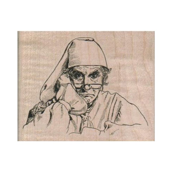 Ebenezer Scrooge RUBBER STAMP, Christmas Stamp, Winter Stamp, Holiday Stamp, Grumpy Man Stamp, Bah humbug Stamp, A Christmas Carol Stamp