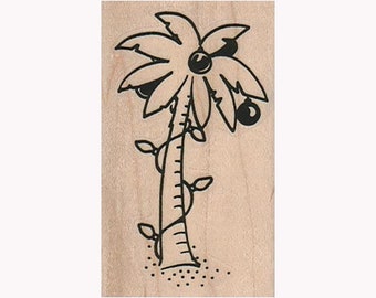 Christmas Palm Tree RUBBER STAMP, Christmas Tree Stamp, Tropical Christmas Stamp, Christmas Crafts, Christmas Cards, Palm Tree Stamp, Xmas