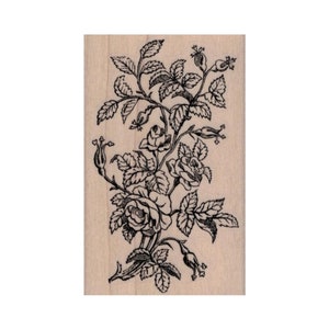 Rose Bush RUBBER STAMP, Flower Stamp, Nature Stamp, Outdoor Stamp, Rose Bush Stamp, Rose Stamp, Roses Stamp, Flower Lover Stamp, Rose Stamp