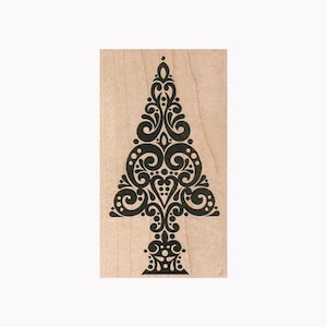 Decorative Christmas Tree RUBBER STAMP, Tree Stamp, Christmas Stamp, Christmas Tree Stamp, Holiday Stamp, Christmas Tree Stamp, X-MAS Stamp