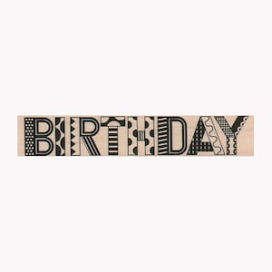 Birthday RUBBER STAMP, Funky Birthday Stamp, Birthday Stamp, Birthday Design Stamp, Happy Birthday Stamp, Bday Stamp, Birthday Card