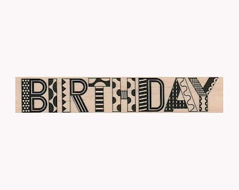 Birthday RUBBER STAMP, Funky Birthday Stamp, Birthday Stamp, Birthday Design Stamp, Happy Birthday Stamp, Bday Stamp, Birthday Card