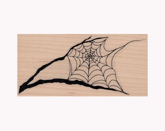Spider Web In Tree Branches RUBBER STAMP, Halloween Stamp, Halloween Stamps, Spiderweb Stamp, Spider Stamp, Web Stamp, Halloween Fun, Spider