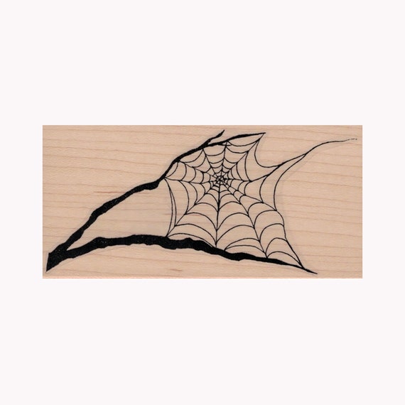 Spider Web In Tree Branches RUBBER STAMP, Halloween Stamp, Halloween Stamps, Spiderweb Stamp, Spider Stamp, Web Stamp, Halloween Fun, Spider