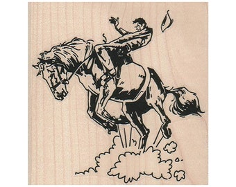 Bucking Horse and Rider RUBBER STAMP, Cowboy Stamp, Horse Riding Stamp, Old West Stamp, Rodeo Stamp, Western Stamp, Cowboy Rodeo Stamp