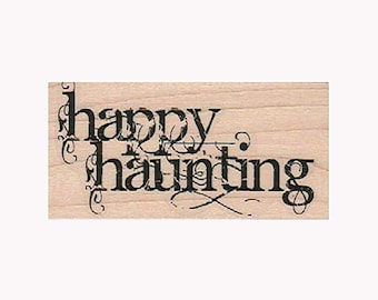 Timbro in gomma "Happy Haunting", timbro di Halloween, timbro "Haunting", timbro di Halloween, timbro "Hallows Eve", timbro "Happy Halloween", timbro "Fantasma", timbro "Strega", "Haunting"