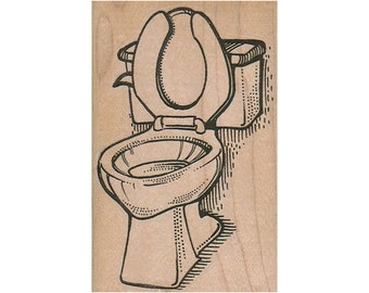 Toilet Seat Up RUBBER STAMP, Bathroom Stamp, Toilet Stamp, Toilet Seat Stamp, Potty Stamp, Toilet Paper Stamp, Open Toilet Stamp, Humor