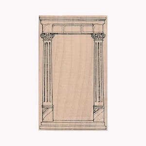 Ingang met kolommen RUBBERSTEMPEL, stempel Griekse goden, Romeinse stempel, stempel Colosseum, stempel pijlers, stempel oud gebouw, stempel Rome, oud