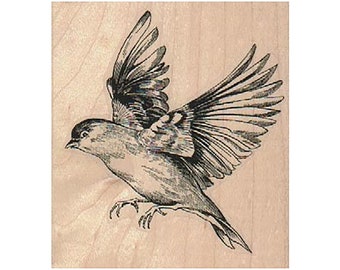 Flying Bird RUBBER STAMP, Nature Stamp, Bird Stamp, Outdoor Stamp, Aves Stamp, Bird Lover Stamp, Flying Bird Stamp, Bird Flying Left Stamp