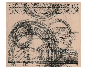 Sello de goma para collage a mano, sello de fondo, sello de técnica mixta, sello steampunk, sello para collage, fondo para postal, matasellos, sello a mano