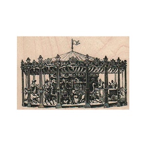 Victoriaanse carrousel RUBBEREN STEMPEL, carnaval ritstempel, circusstempel, pretparkritstempel, reizende circusstempel, eerlijke stempel, festival