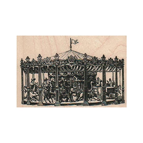 Victorian Carousel RUBBER STAMP, Carnival Ride Stamp, Circus Stamp, Amusement Park Ride Stamp, Traveling Circus Stamp, Fair Stamp, Festival