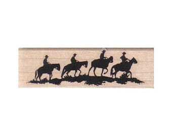 Four Riding Cowboys RUBBER STAMP, Cowboys Stamp, Western Stamp, Old West Stamp, Horse Riding Stamp, Regulators Stamp, Wild West, Cowgirls