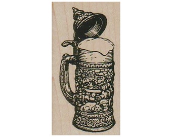 Tankard With Foaming Beer RUBBER STAMP, Beer Stein Stamp, Beer Stamp, Beer Lover Stamp, Ale Stamp, German Stein Stamp, Tavern Stamp, Bars