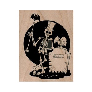 Skeleton RIP RUBBER STAMP, Skull Stamp, Halloween Stamp, Bones Stamp, Skeleton Stamp, Graveyard Stamp, Halloween Skeleton Stamp, Grave Stamp