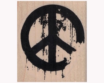 Banksy Peace Symbol RUBBER STAMP, Peace Symbol Stamp, Banksy Stamp, Broken Peace Sign Stamp, Peace Sign Stamp, Peace and Love, Hippie Stamp