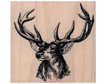 Deer Head RUBBER STAMP, Deer Stamp, Wildlife Stamp, Buck Stamp, Stag Stamp, Wildlife Stamp, Horns Stamp, Horned Deer Stamp, Deer Lover Stamp