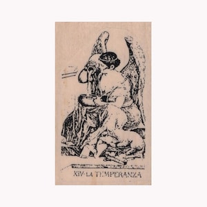 Tampon en caoutchouc Tarot XIV Temperance, Tampon diseuse de bonne aventure, Tampon tentatrice, Tampon carte de tarot, Tampon magique, Tarot, Tampon bonne aventure, Tampon tzigane